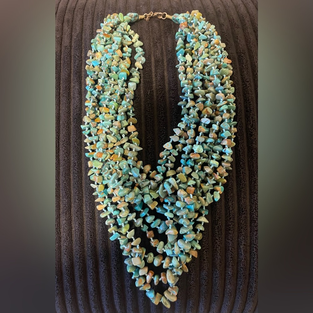 Authentic 10 Strand Real Turquoise Necklace